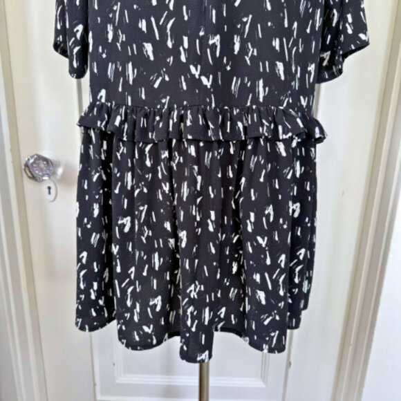 ASOS Mini Smock Dress Black White Abstract Print Size 6 - Picture 10 of 15